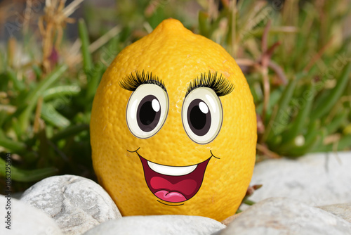 Smiley en forme de citron souriant