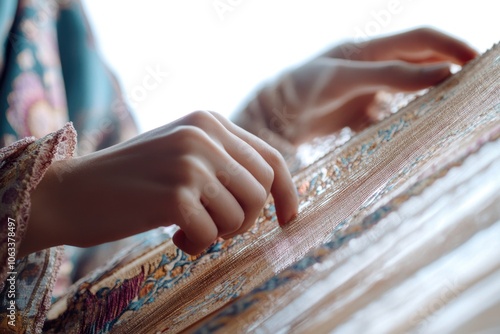 A close-up shot of someone holding a piece of cloth, great for various uses such as fashion or textile design