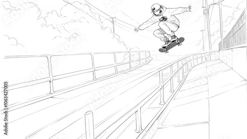 A skateboarder's grind on a rail, skill and fearlessness combined