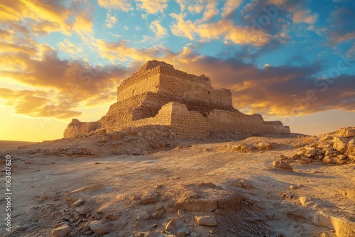 Ancient Pyramid Against the Majestic Sunset Sky