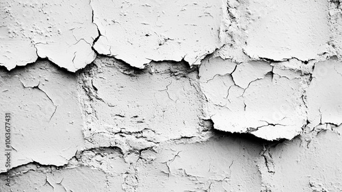 Close-Up of Cracked White Plaster Wall