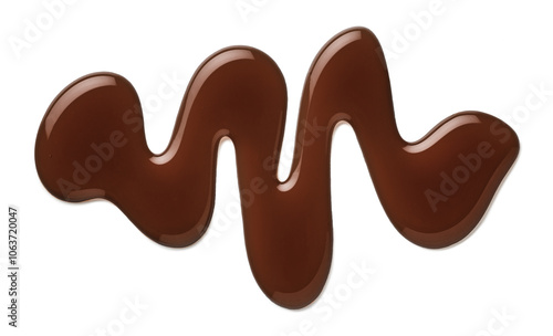 Dark chocolate sauce swirl isolated on white background