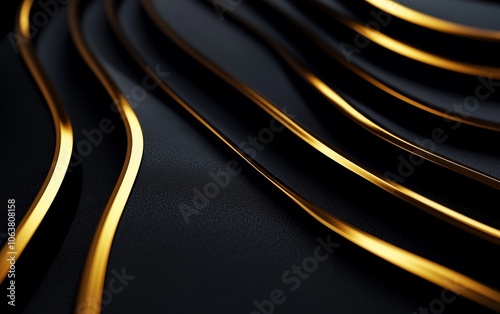 Elegant gold waves on a dark background.