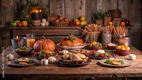 Thanksgiving Day Thanksgiving table family gathering cozy home joyful meal pumpkin pie blessings grateful hearts autumn leaves celebration