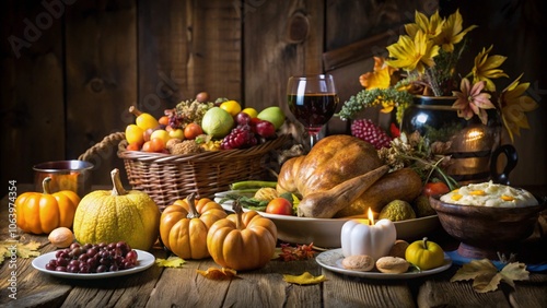 Thanksgiving Day Bountiful feast together family warmth delicious food mashed potatoes pumpkin pie holiday cheer giving thanks seasonal blessings