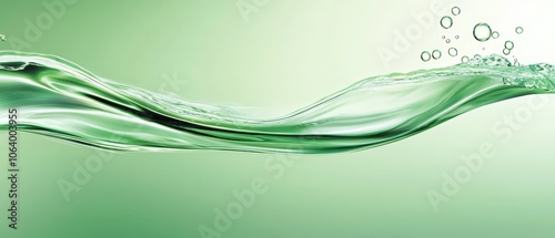 A green wave with bubbles on a green background