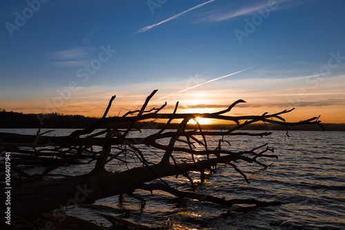 Beautiful sunset over the lake.