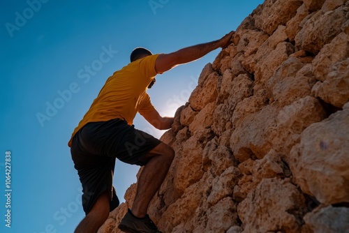 A prisoner scaling a high wall at night, silhouetted by moonlight, capturing the intensity of a daring escape