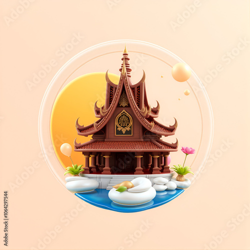 thai baht 3d render icon illustration