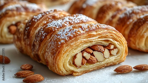 Flaky Almond Croissants with Sweet Filling