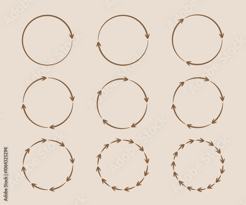 Ręcznie rysowane koło ze strzałkami. Diagram kołowy. Ilustracja wektorowa.