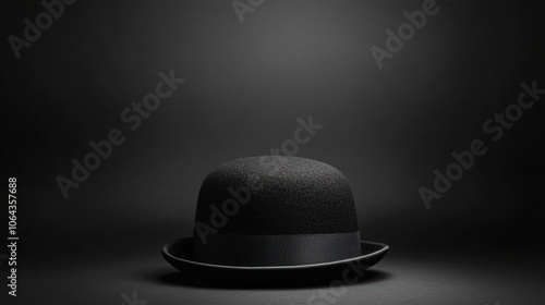 A classic black bowler hat on a dark textured background, showcasing elegance and style.