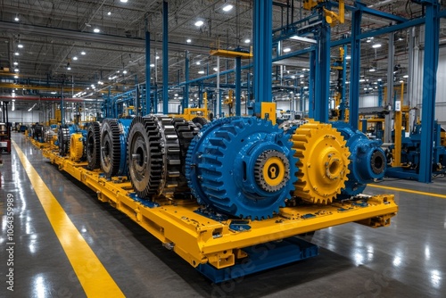 Transmission gear assembly with gears of various sizes showing how ratios affect torque and speed, capturing technical details in machinery