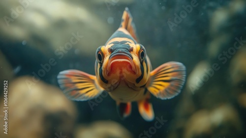 Clown loach with distinct stripes, tank with lots of hiding spots