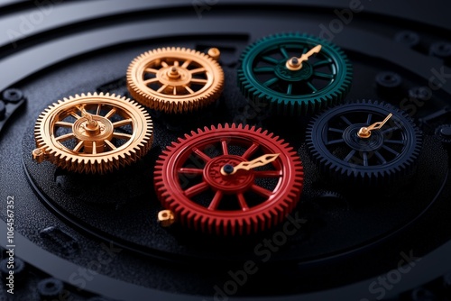 Animated diagram of gears turning at different speeds, demonstrating how gear ratios affect output rotation