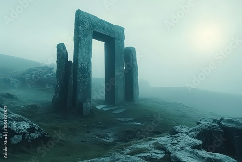 Ancient Stone Structure Under Supermoon Lighting