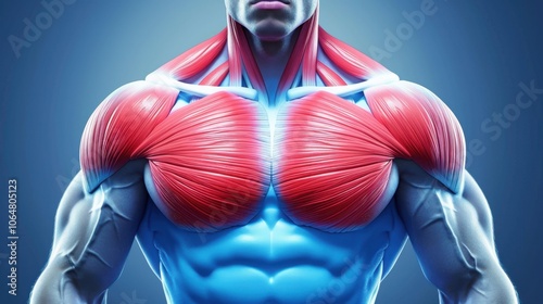 Pectoralis Major: This large chest muscle facilitates arm movement, including flexion, adduction, and rotation at the shoulder joint. 