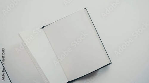 a magazine, open, blank white pages, top view, studio lighting, white background, AI Generative