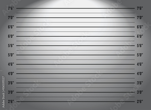 Mugshot, Police lineup or mugshot background for criminals in a dark room with light