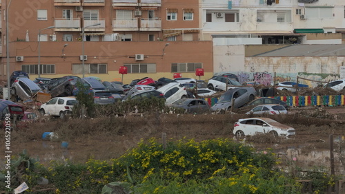 Multiple cars piled up after DANA in Valencia disaster