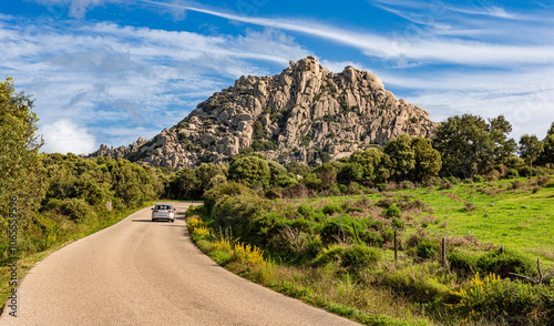 Country road in the mountains near Tempio Pausania, Gallura, Sardinia, Italy