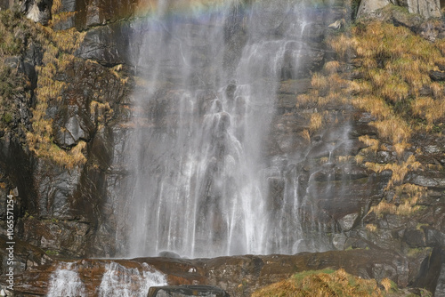 Cascate dell’Acquafraggia’s wild waterfall landscape, with fresh, flowing water and rocky alpine backdrop. Perfect for nature, tourism, and scenic travel themes.