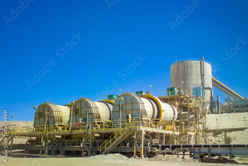 Ball mill at a Copper Mine in the mining region of northern Chile.