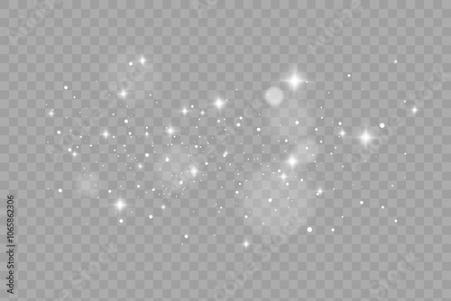 Glowing light effect with many glitter particles isolated on transparent background. Vector starry cloud with dust. Magic christmas decoration