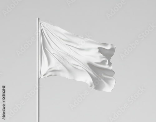 Waving white flag against a gray background