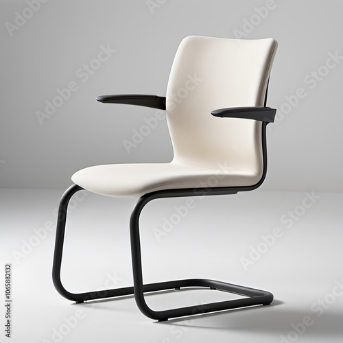 Minimalist Cantilever Desk Chair – A desk chair with a cantilever base, featuring a simple, upholstered seat and backrest that offers ergonomic support, on a white background.