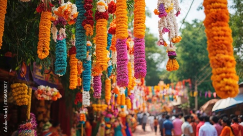 Vibrant decorations adorn a traditional wedding procession in India