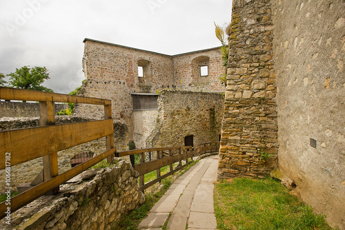 ancient Trencin Castle in Slovakia 11th century. Details