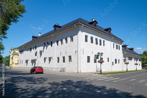 View of the ancient complex of buildings Pogankin Chambers on a sunny June day, Pskov