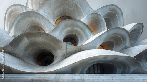 An innovative building with smooth curves and a grand modern design, Generative AI