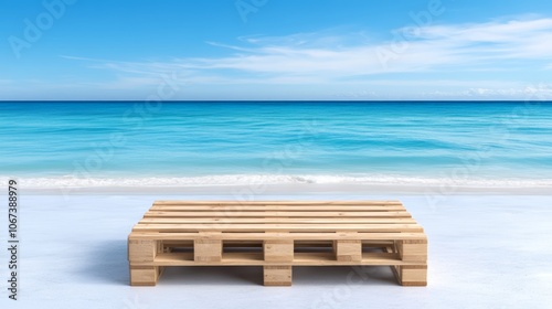 Scenic beach view with a wooden bench, perfect for relaxation and oceanside inspiration