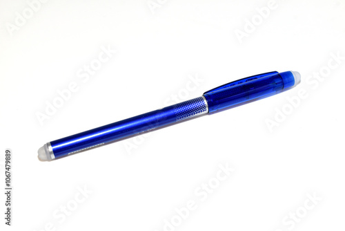 A fountain pen with an eraser that erases its own blue ink.