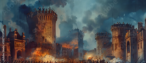 Citizens fervently storming the Bastille, united in their quest for liberty during the French Revolution.