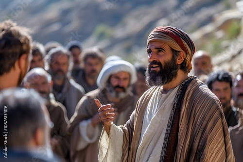 Jesus with crowd and scribes