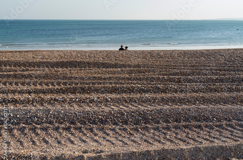 Europe, UK, England, Hampshire, Hayling Island south beach tyre tracks