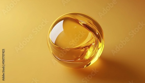 3d Rendering Of A Shimmering Gold Liquid Oil Bubble With Remarkably Realistic Details. Immersive Visual Experience Captured In 3d.