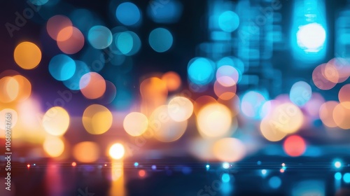 Vibrant bokeh lights creating a dreamy city atmosphere