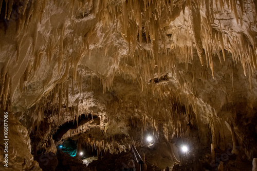 wonderful stalactite stalagmite formations cave greece