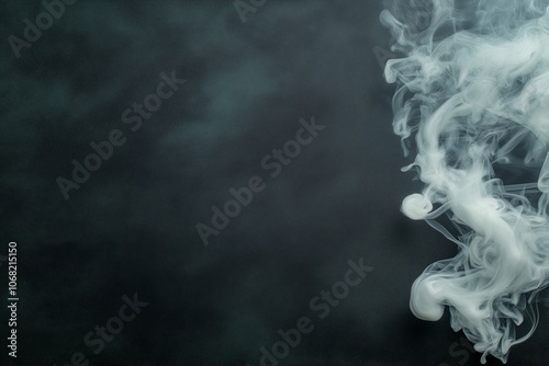 Soft white wisps of smoke drifting across a dark background, creating a mysterious and atmospheric scene with a gentle, flowing texture, ideal for overlays, backgrounds, or creative effects