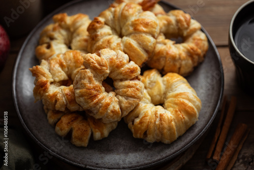 donuts roulés feuilletés aux pommes et cannelle