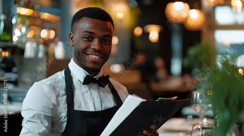 A server taking orders at a restaurant, emphasizing the interpersonal skills required in service jobs