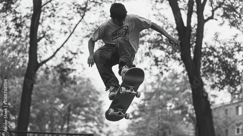 A skateboarder doing tricks at a park.