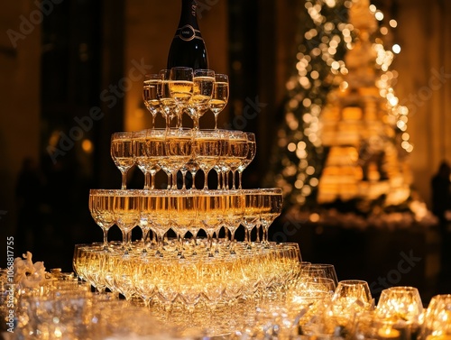 Create a stunning sparkling champagne tower for your new year's eve gala celebration