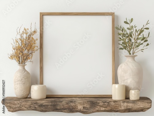 Create a minimalist botanical decor look with a mockup frame for stylish interiors