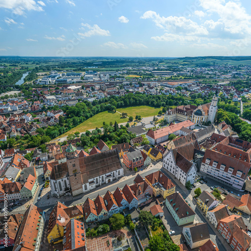 Luftbild der bayerischen Stadt Donauwörth in Nordschwaben