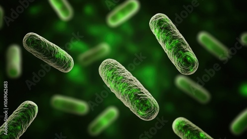 Glowing Bacteria Spores in Dark Environment